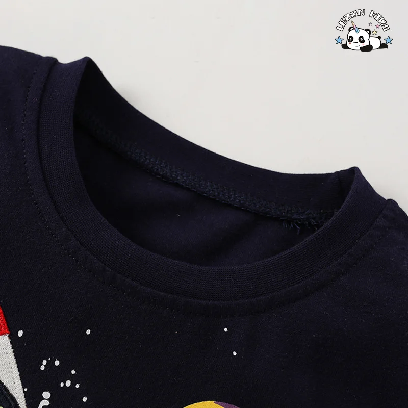 LEZONKIDS - High-quality Baby Boys 2PCS Sets Short Sleeve Rocket Printed T-shirt & Shorts Summer Boys Clothing Set